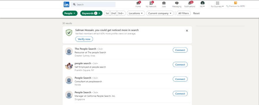 LinkedIn people search